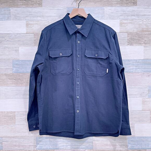 Eddie Bauer Double Brushed Chamois Shirt Blue Long Sleeve Casual Mens Medium - Picture 1 of 8